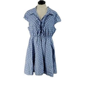 Bailey Blue Women's Blue Polka Dotted Cap Sleeve Dress Size XL